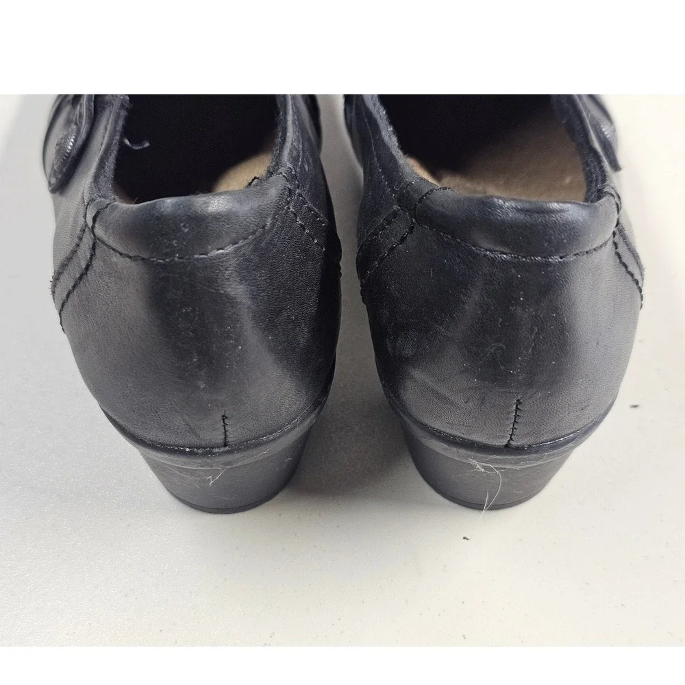Michel M. Nina 92632 Black Leather Pleated Slip On Shootie Low Block Heel 8W